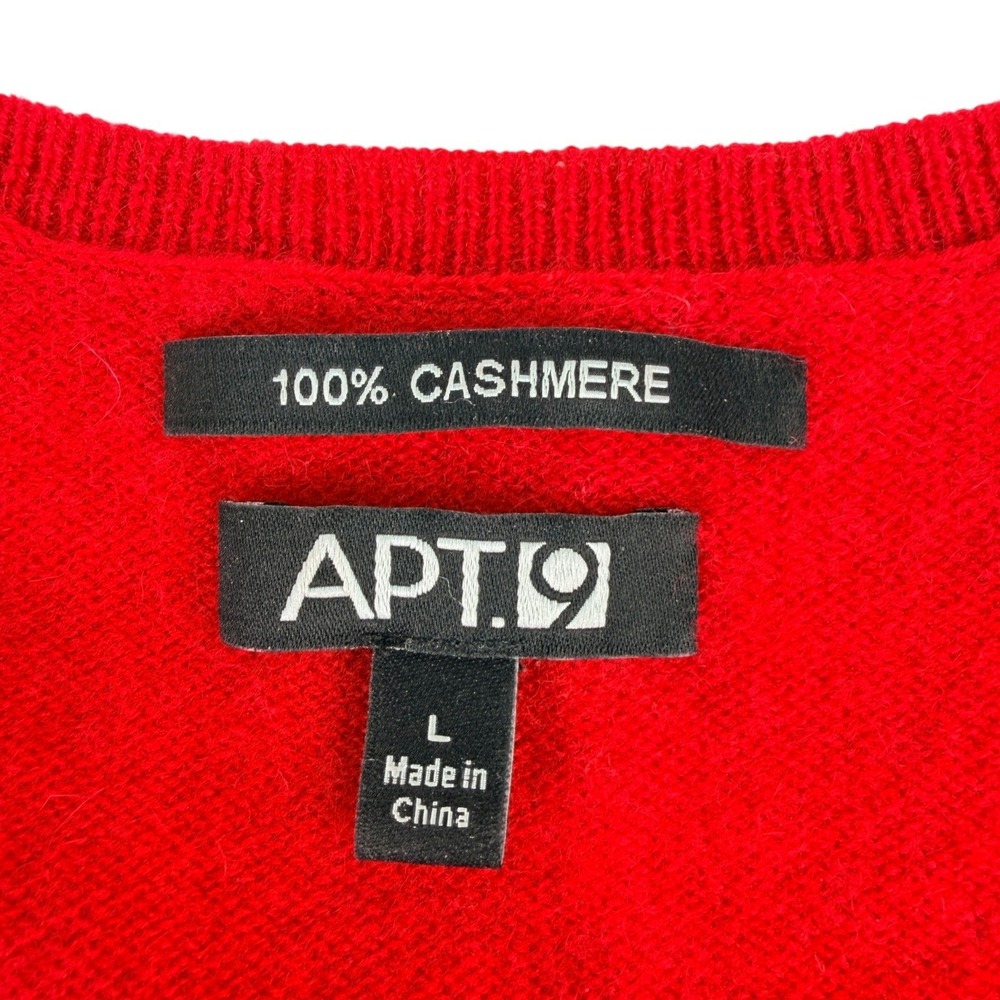 Apt 9 100% Cashmere Red V-Neck Pullover Sweater Womens Large Soft Luxury Classic - Picture 7 of 8
